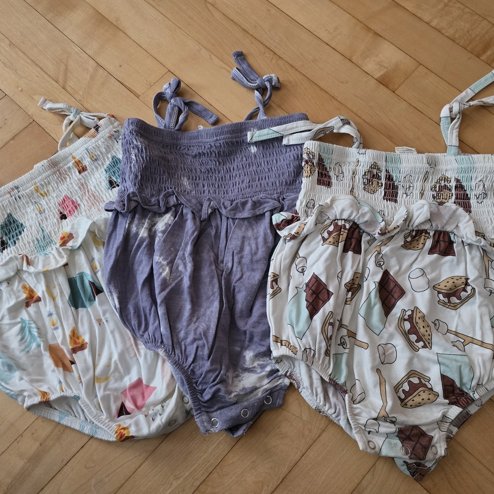 Kids Printed Romper Set - Purple, White, Multicolor